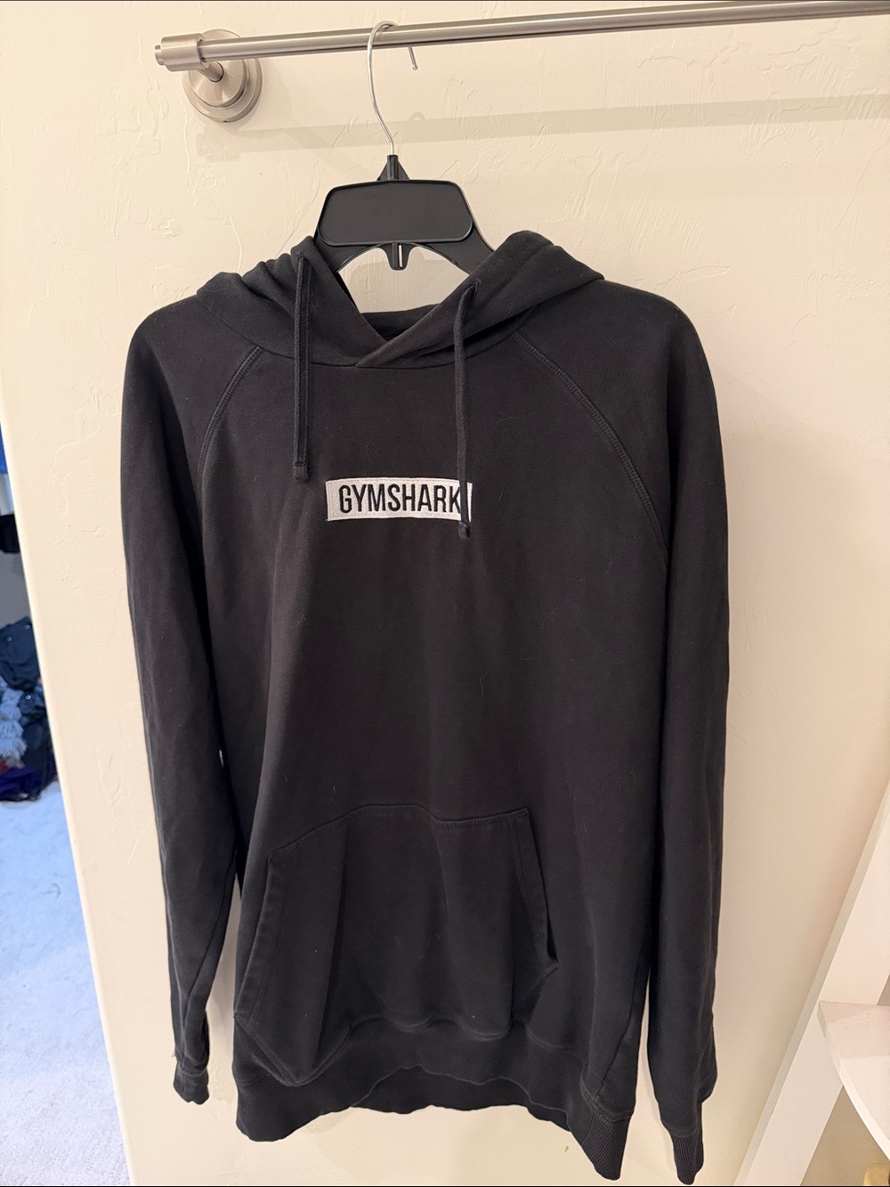 Gymshark Black Pullover Hoodie with White Logo